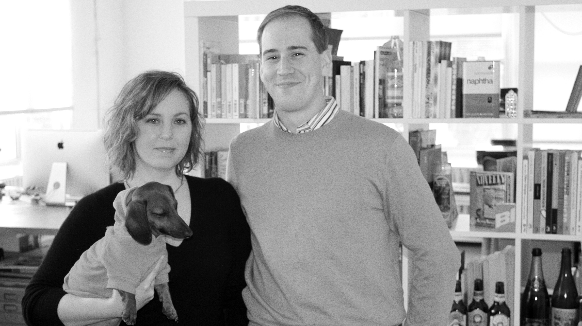 lm-about-profile Colleen Miller & Rick Landers of Landers Miller Design with their mini dachshund Red Hot Chili Cheese Dog